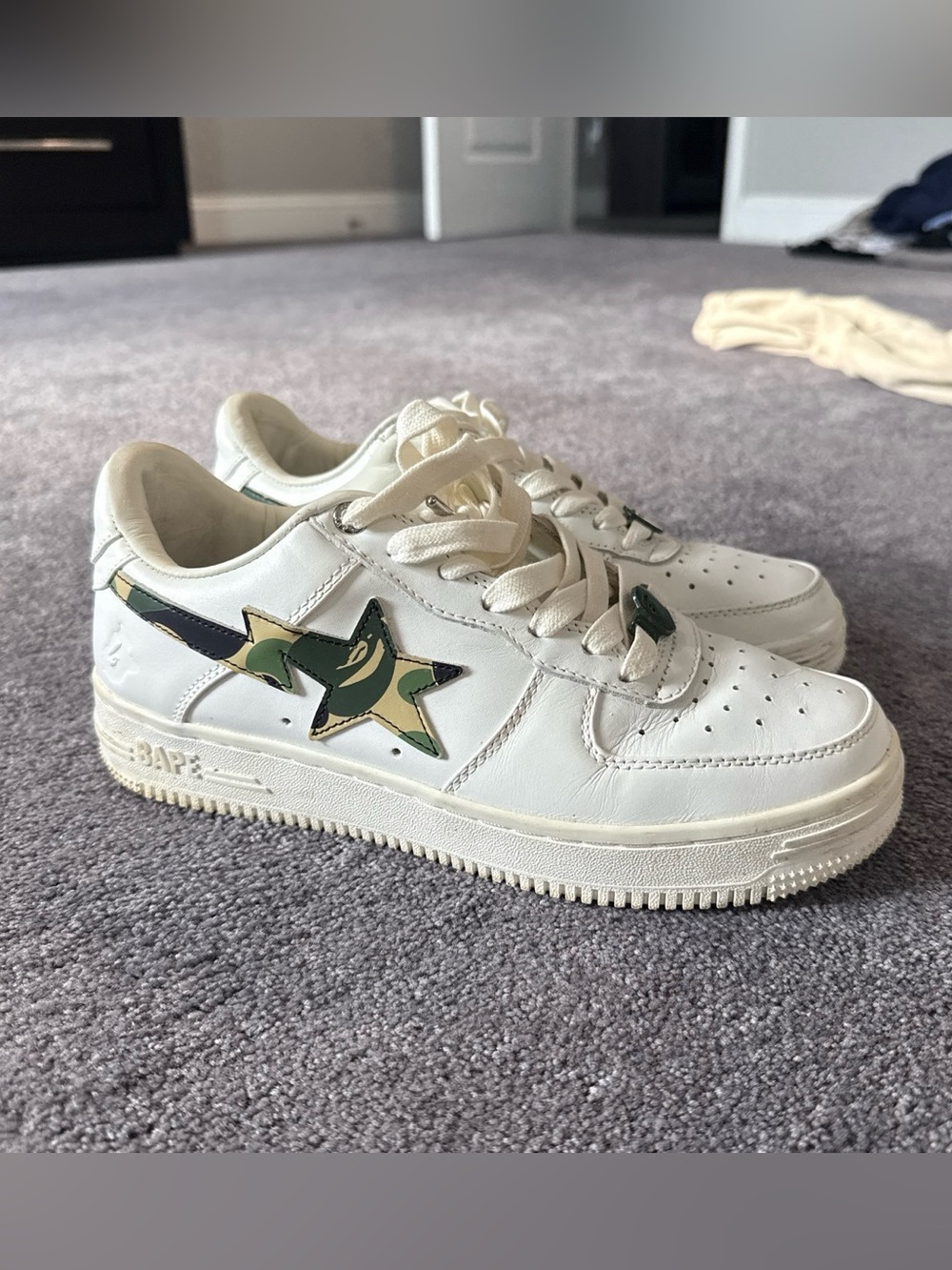 A Bathing Ape BAPE White Camo Star Sneakers